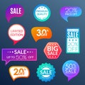 Sale sticker or label set. Price off tag and badge collection with colorful gradient. Discount and promotion icons. Vector Royalty Free Stock Photo